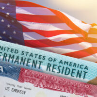 US Flag, USA permanent resident. card, USA visa